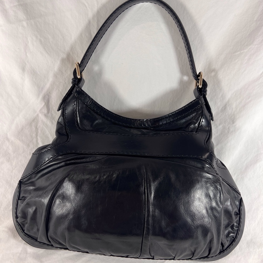 GUCCI 189885 Authentic Black Leather Queen Hobo Tote Shoulder Bag Made in Italy - Picture 14 of 17